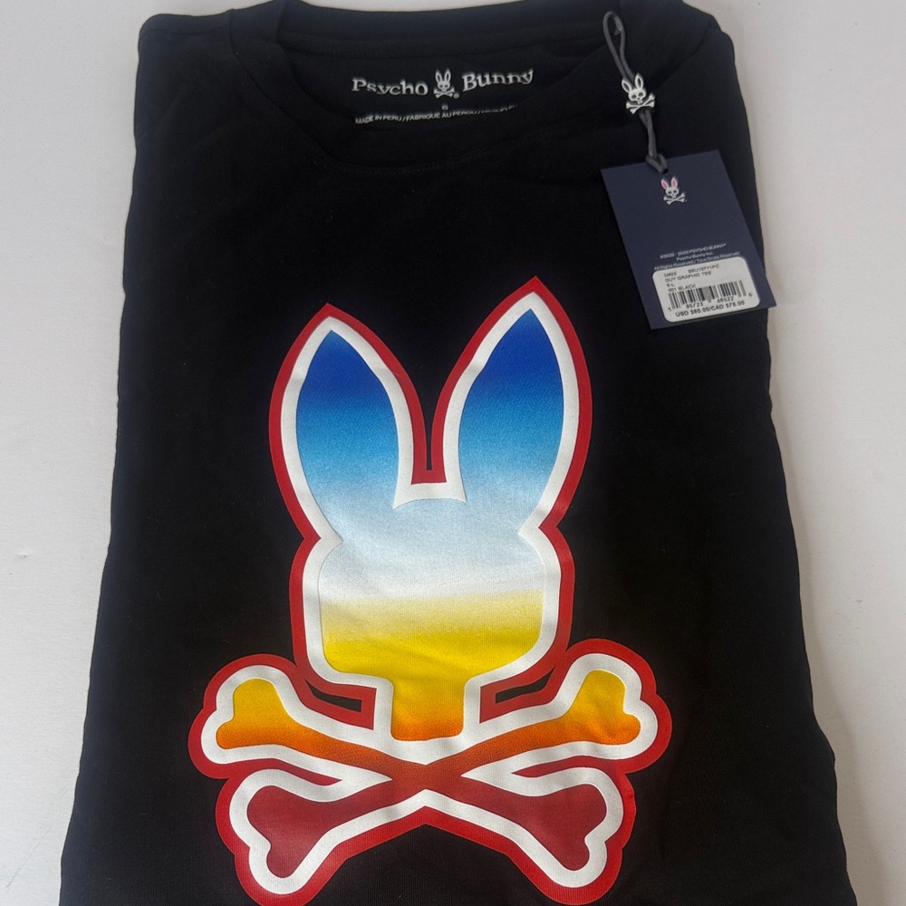 Rare Authentic Psycho Bunny Black Tee size 6 (L)